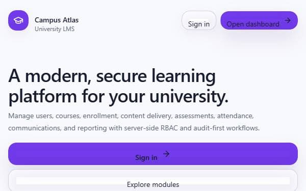Screenshot of Campus Atlas LMS