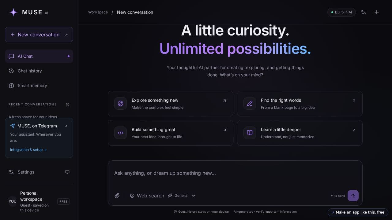 Screenshot of MUSE AI Assistant