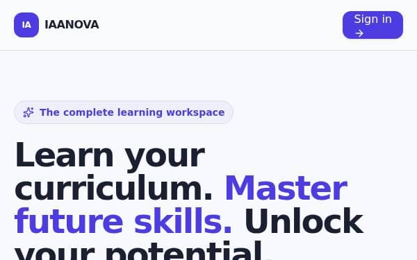 Screenshot of IAANOVA Learning Platform