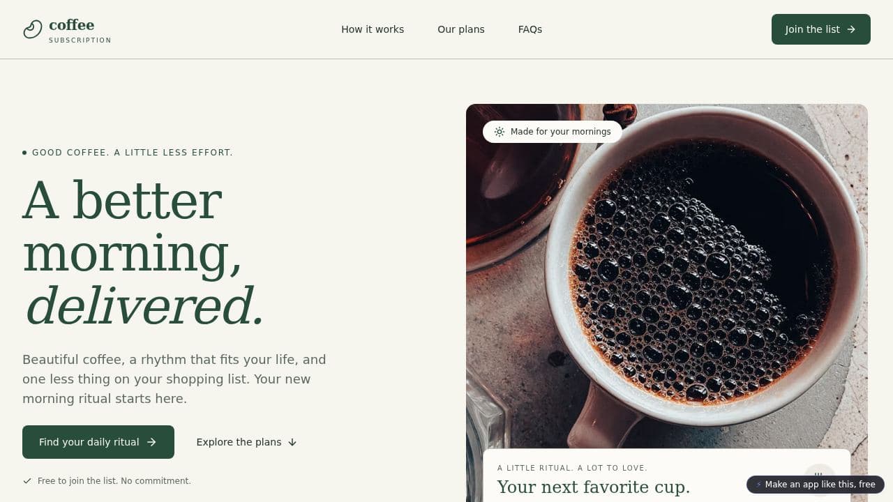 Screenshot of Coffee Subscription
