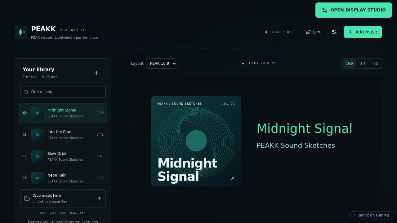 Screenshot of PEAKK Display Lite