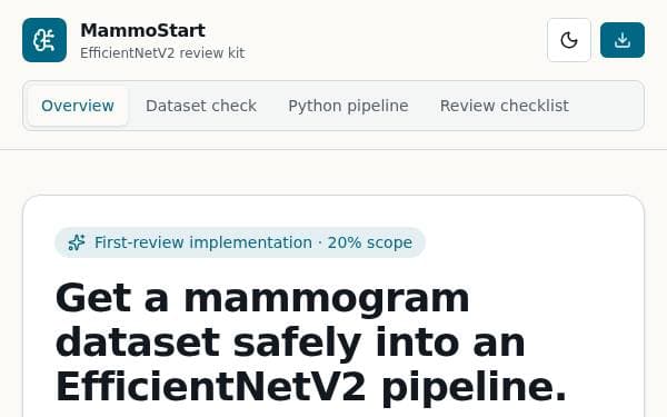 Screenshot of Mammogram AI Starter
