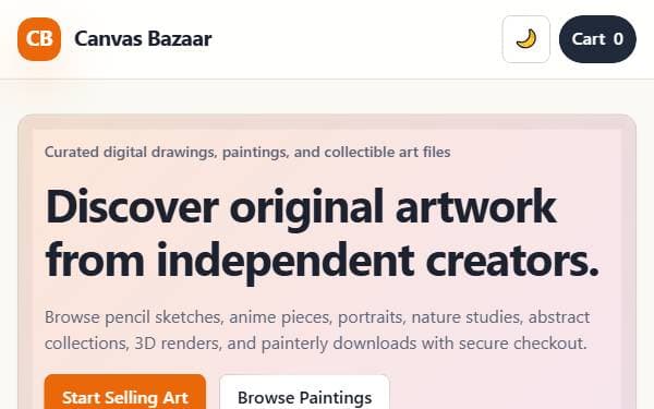 Screenshot of Canvas Bazaar