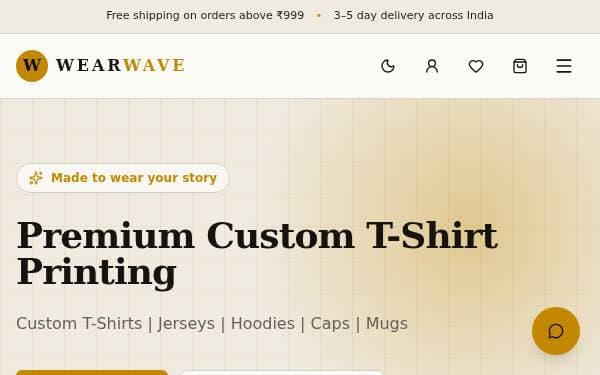 Screenshot of Wear Wave Storefront