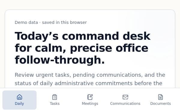 Screenshot of Secretary Workspace