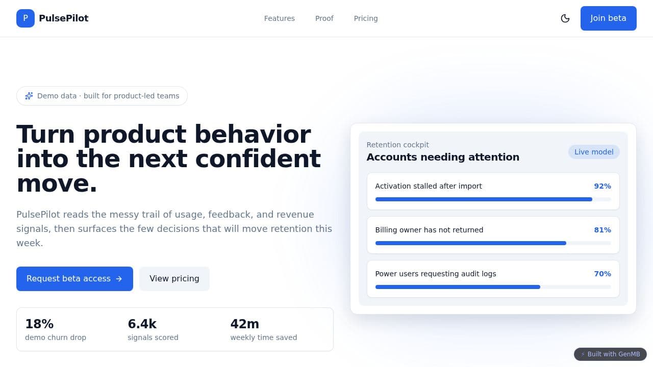 Screenshot of PulsePilot