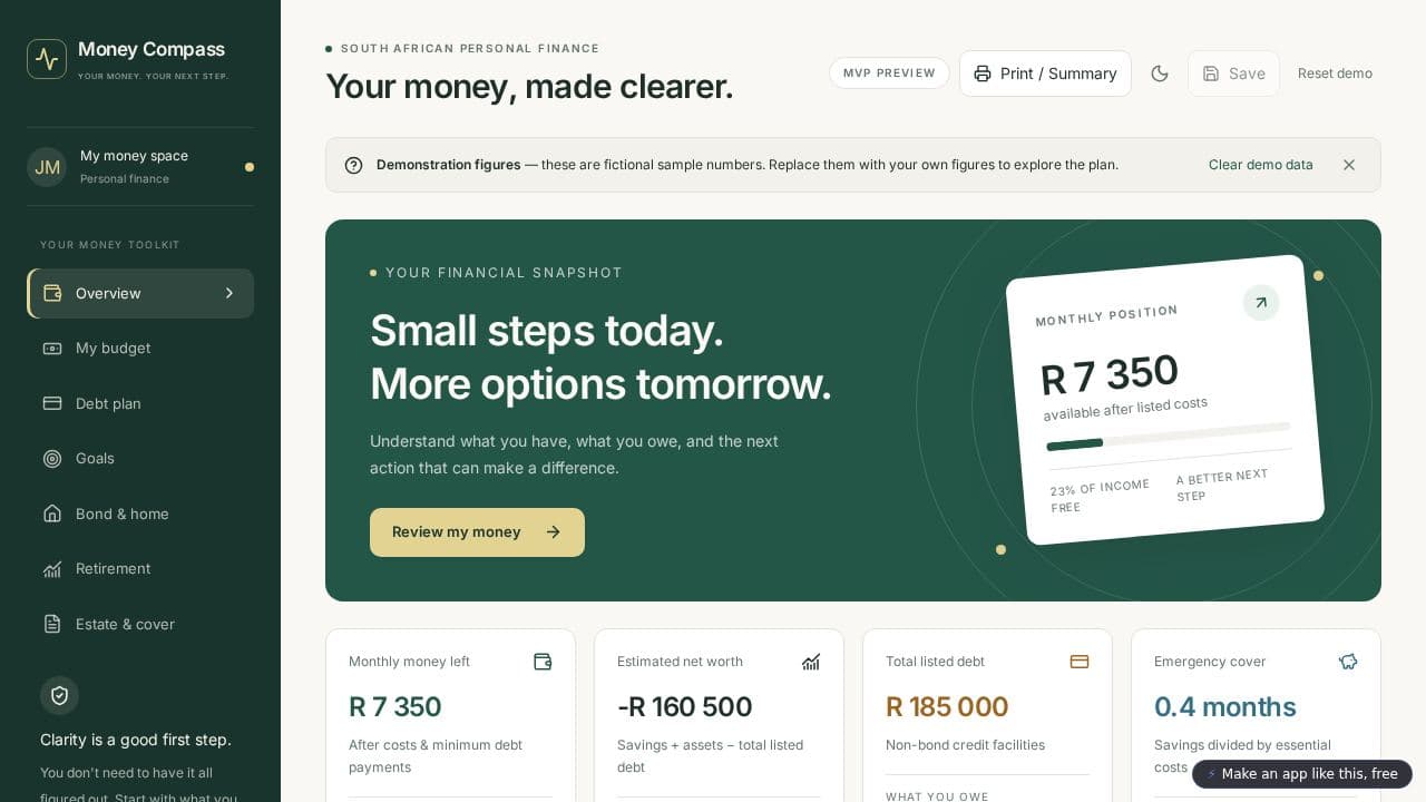 Screenshot of Money Compass
