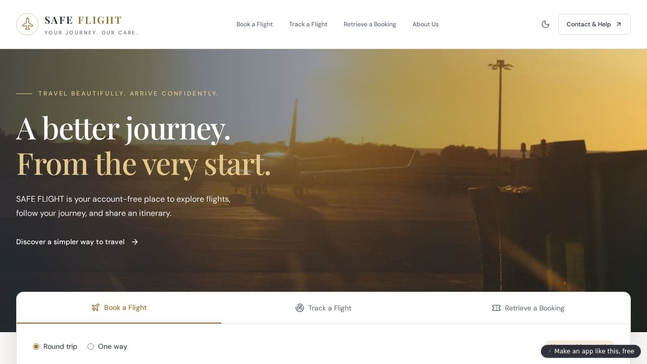 Screenshot of Safe Flight Travel