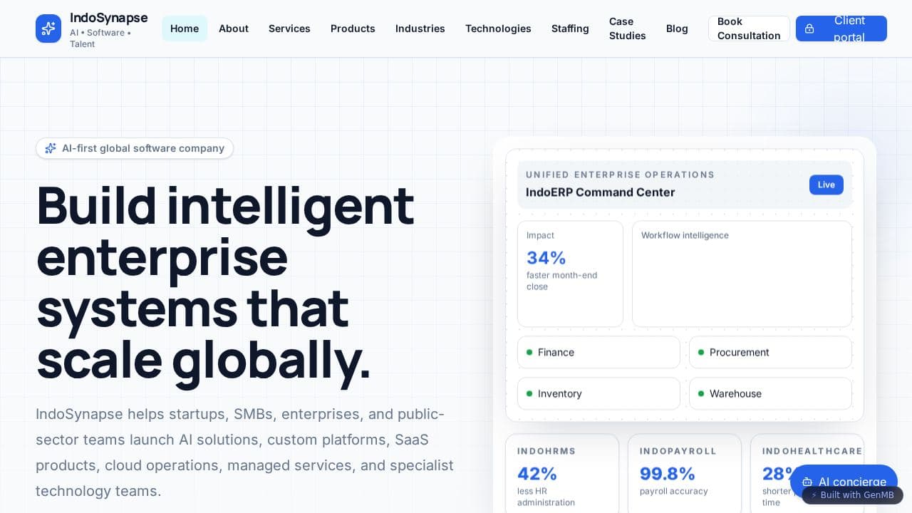 Screenshot of Enterprise Software Website