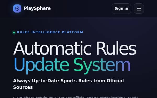 Screenshot of Rules Update Dashboard