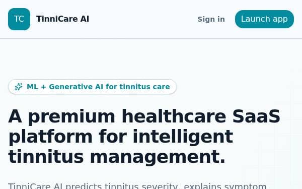Screenshot of TinniCare AI