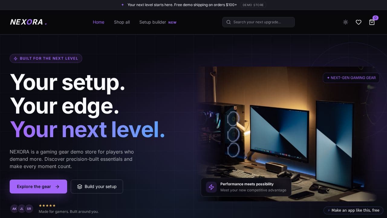 Screenshot of NEXORA Gaming Store