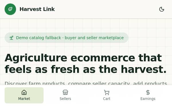 Screenshot of Harvest Link