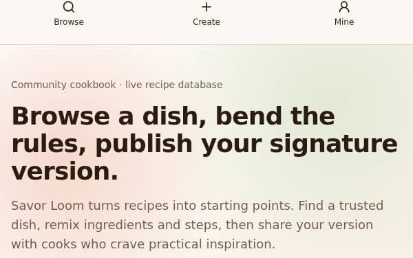 Screenshot of Savor Loom