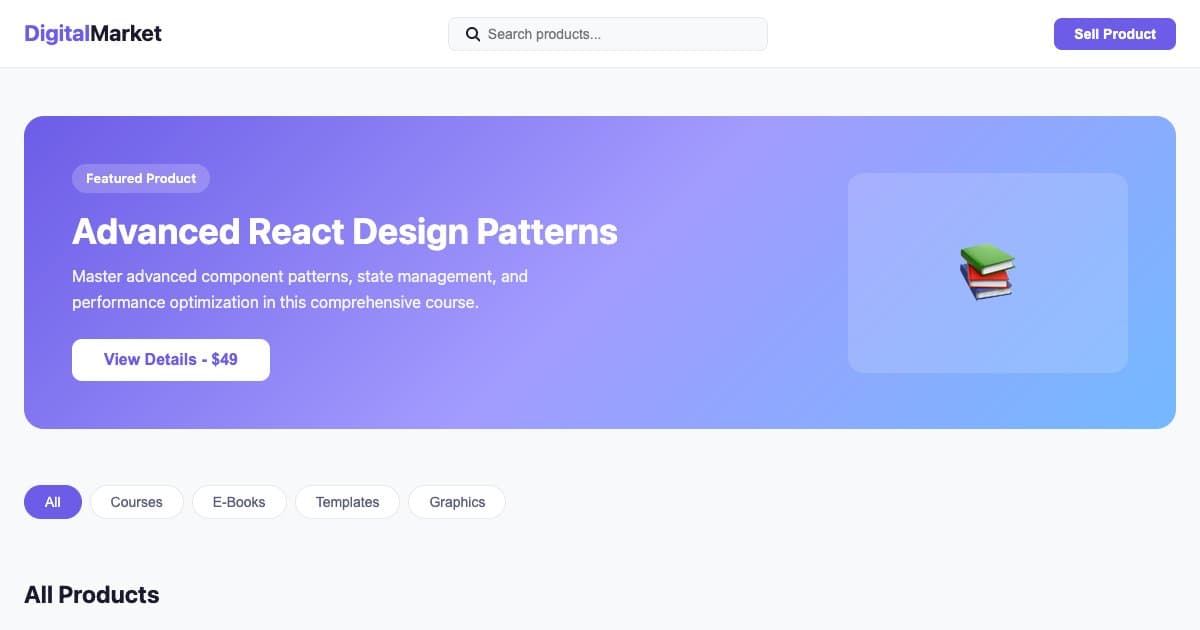 Screenshot of Digital Product Showcase