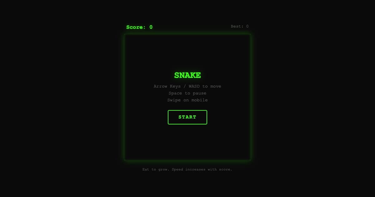 Screenshot of Snake Game