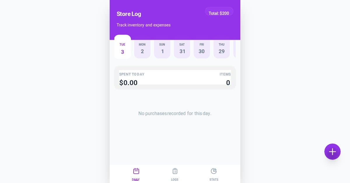 Screenshot of Store Purchase Tracker