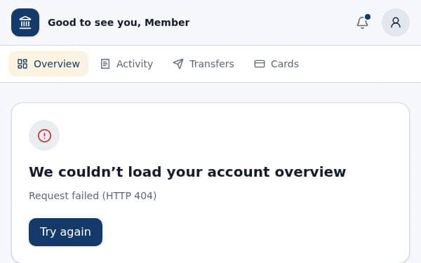 Screenshot of Personal Banking Dashboard