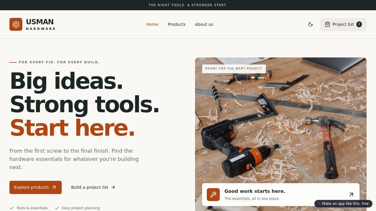 Screenshot of Usman Hardware