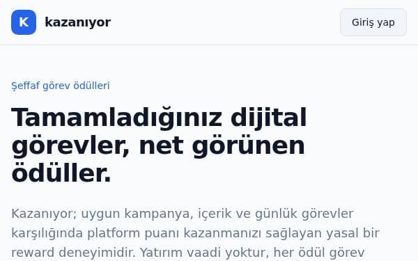 Screenshot of Kazanıyor Hub