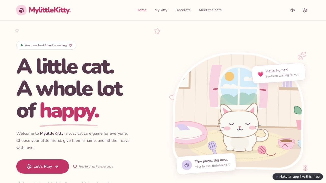 Screenshot of MylittleKitty Cat Care