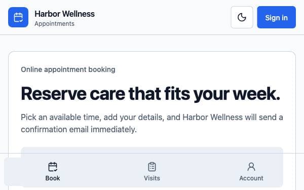 Screenshot of Harbor Bookings