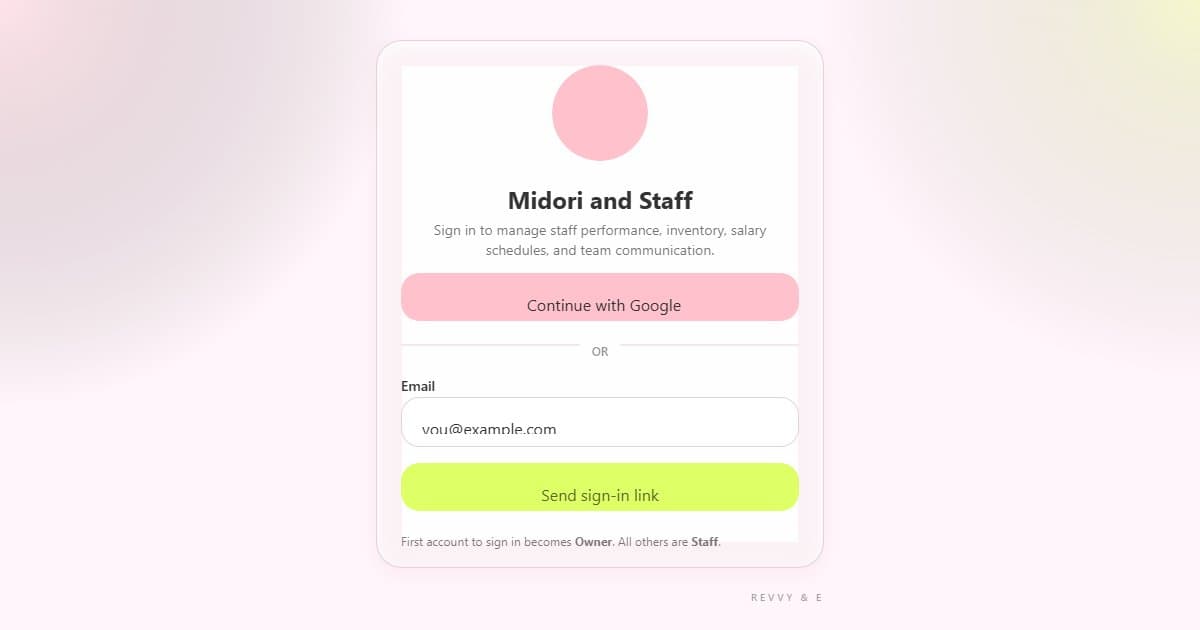 Screenshot of MIDORI AND STAFF HUB