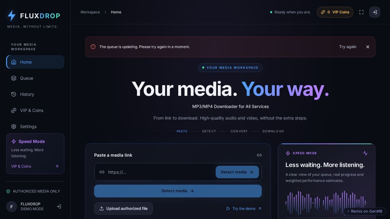 Screenshot of FluxDrop
