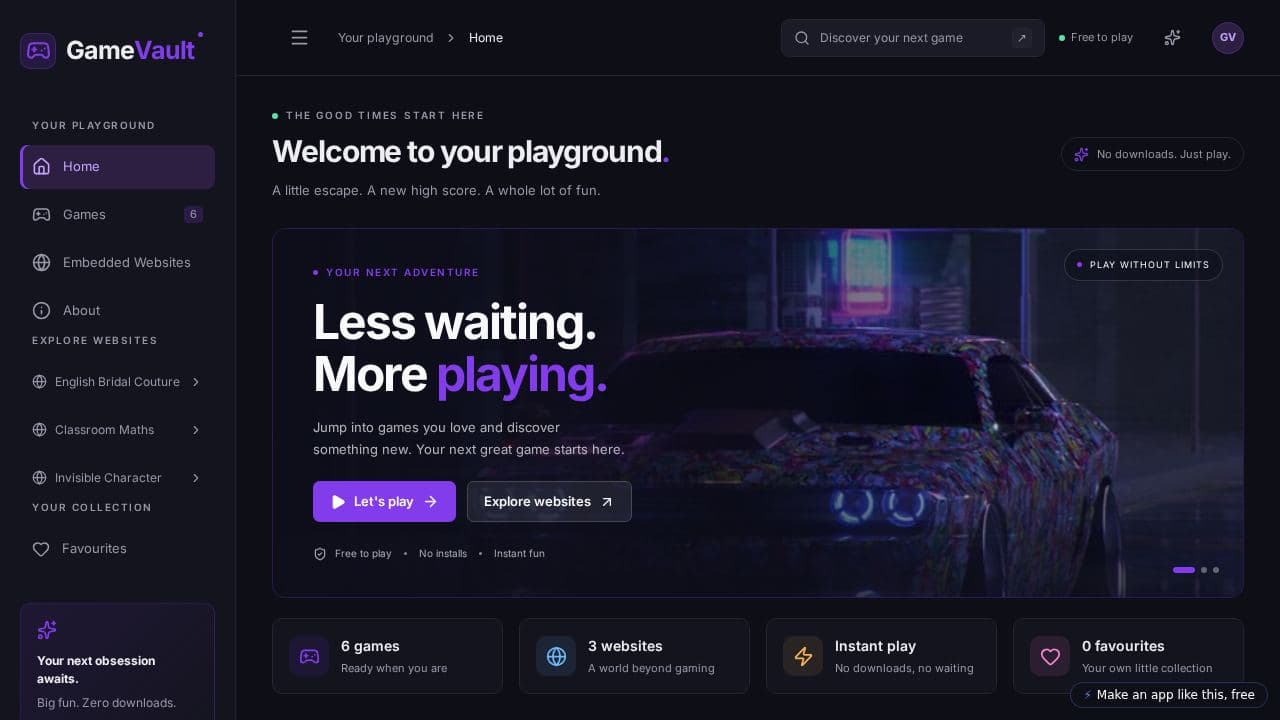 Screenshot of GameVault Gaming Hub