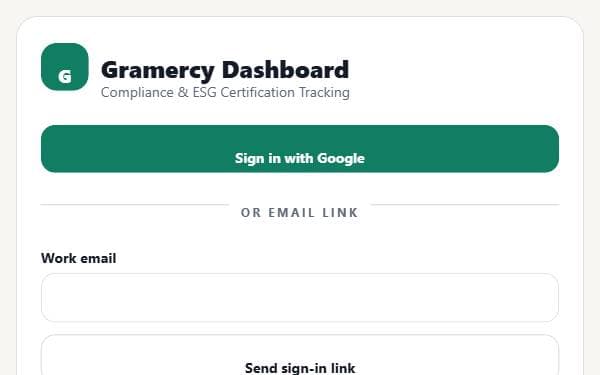 Screenshot of Gramercy Dashboard