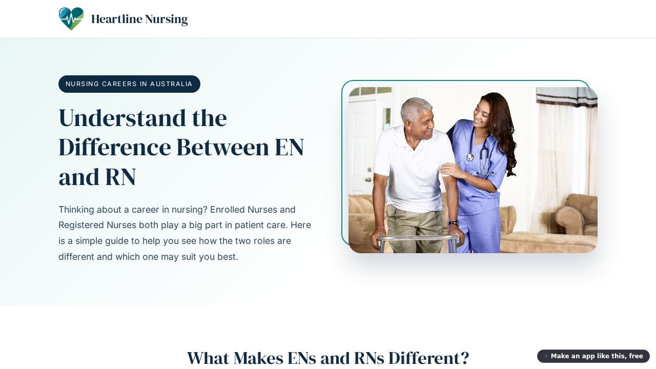 Screenshot of Heartline Nursing Guide