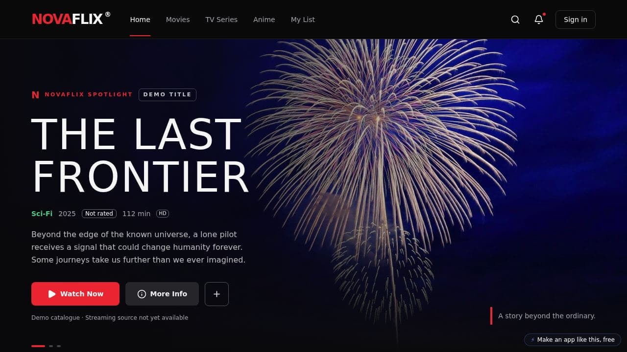 Screenshot of NovaFlix Streaming