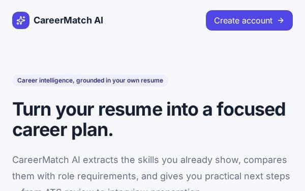 Screenshot of CareerMatch AI