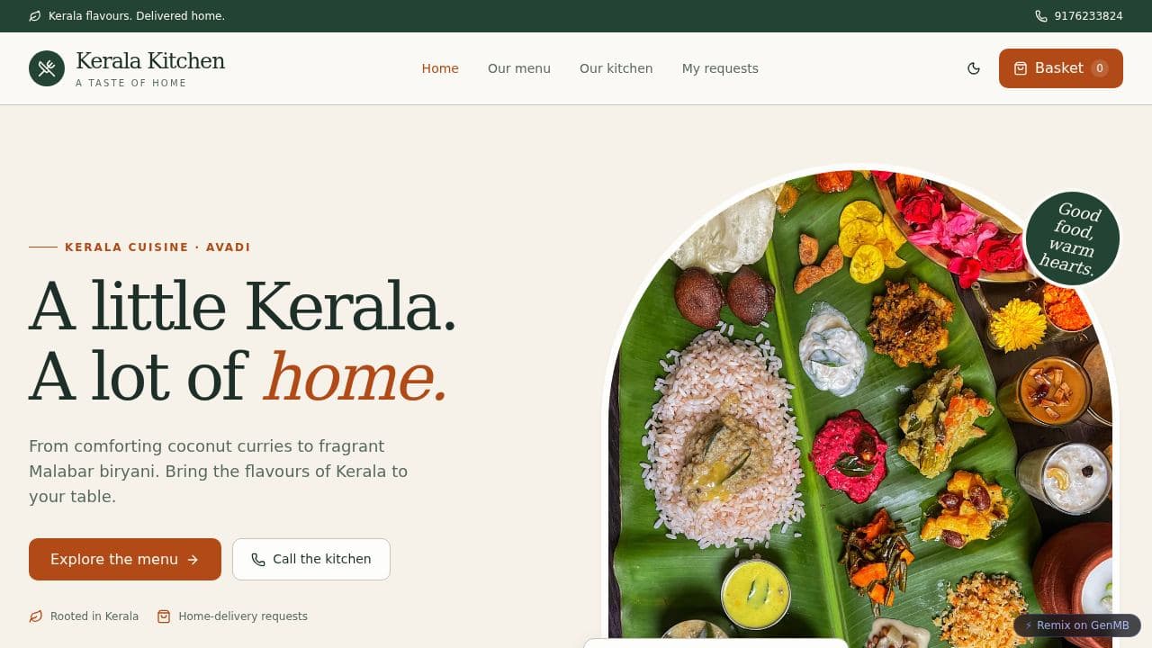 Screenshot of Kerala Kitchen