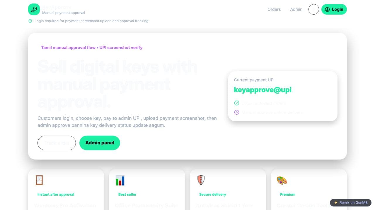 Screenshot of KeyApprove Market
