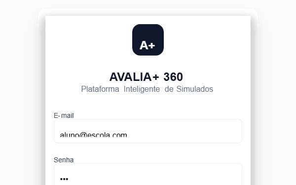 Screenshot of AVALIA+ 360 - Plataforma de Simulados