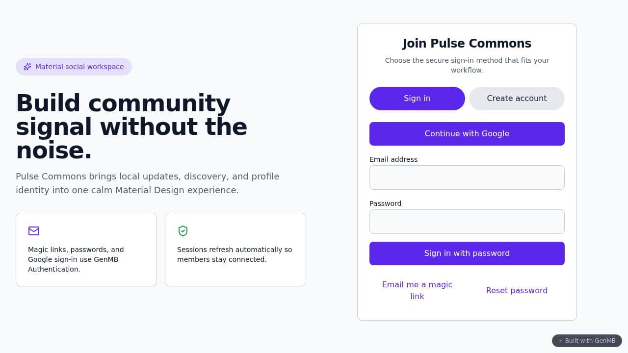 Screenshot of Pulse Commons