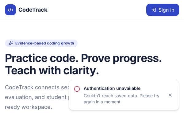 Screenshot of CodeTrack Learning Platform