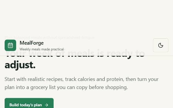 Screenshot of MealForge Planner