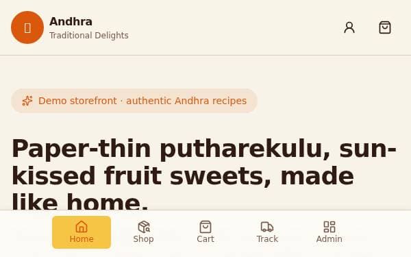 Screenshot of Andhra Traditional Delights