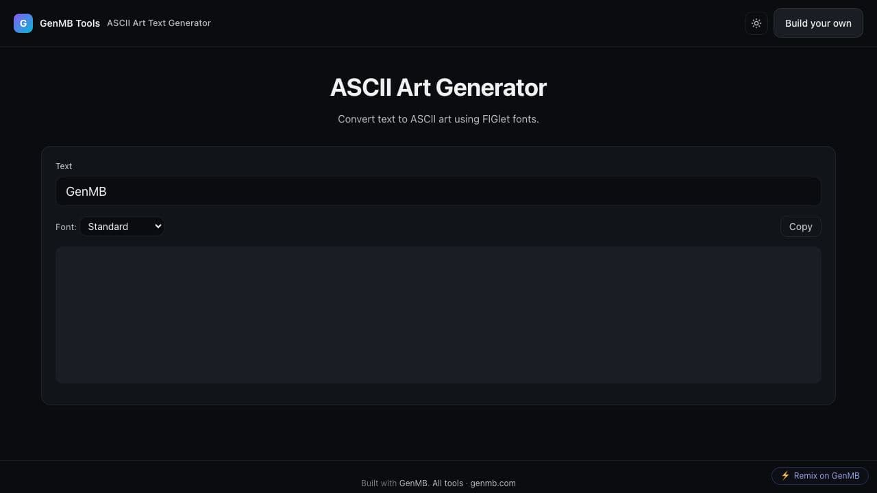Screenshot of ASCII Art Text Generator