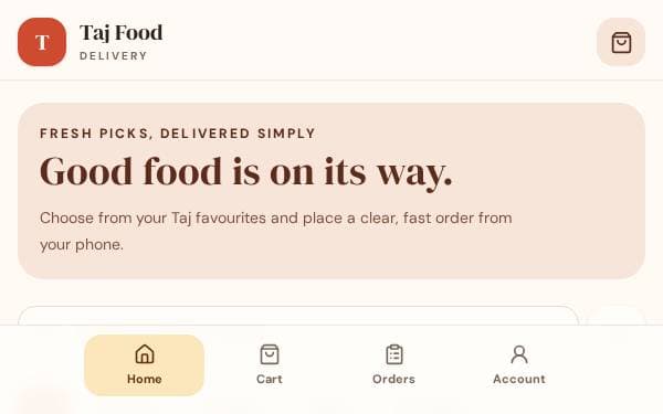 Screenshot of Taj Food Delivery