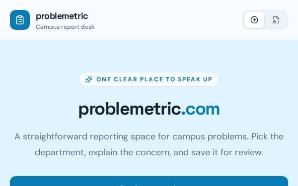 Screenshot of Problemetric Report Hub