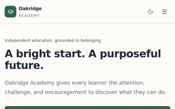 Screenshot of Oakridge Academy