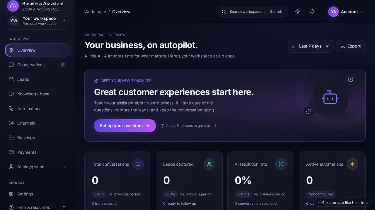 Screenshot of AI Business Assistant