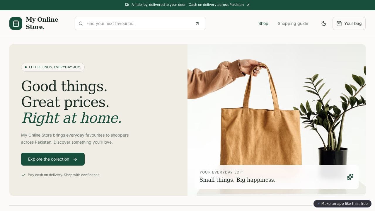 Screenshot of My Online Store