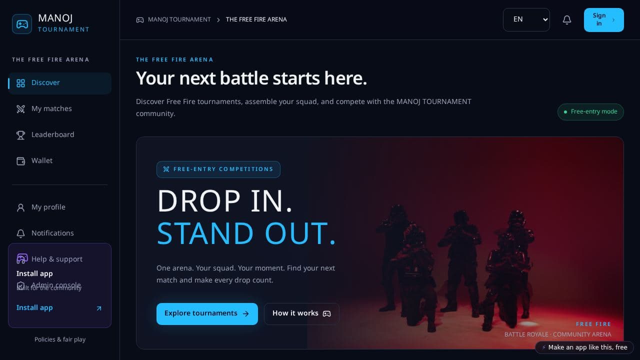 Screenshot of Manoj Tournament