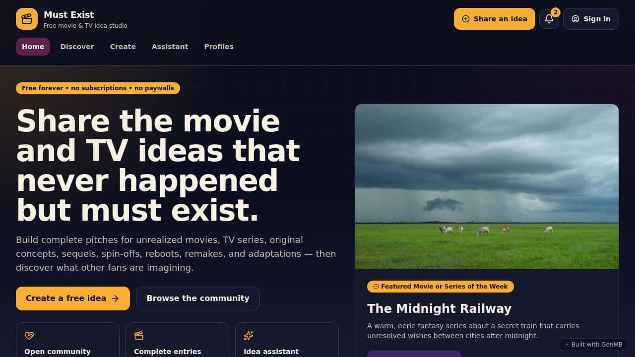 Screenshot of Unmade Screenplays