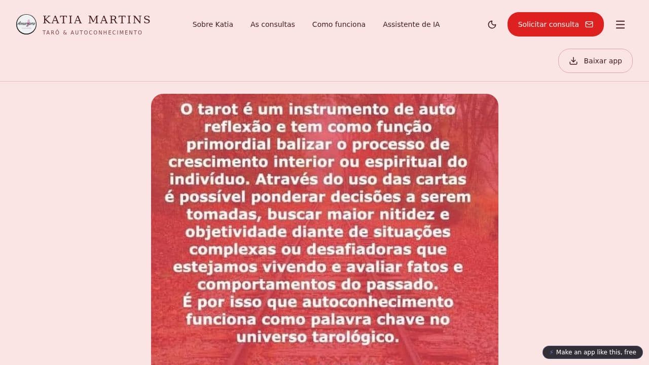 Screenshot of Katia Martins Tarô