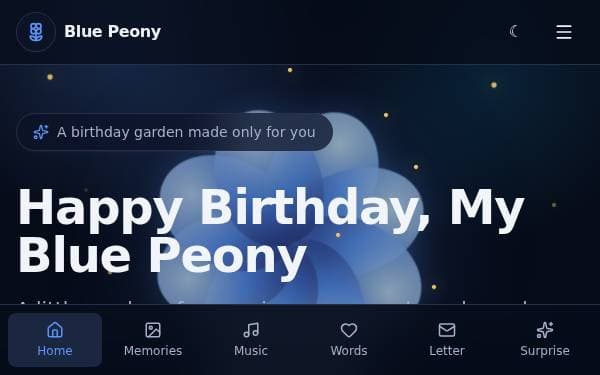 Screenshot of Blue Peony